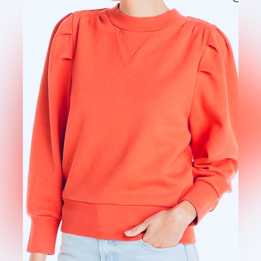Frame Denim Bright Orange Crew Neck Sweater